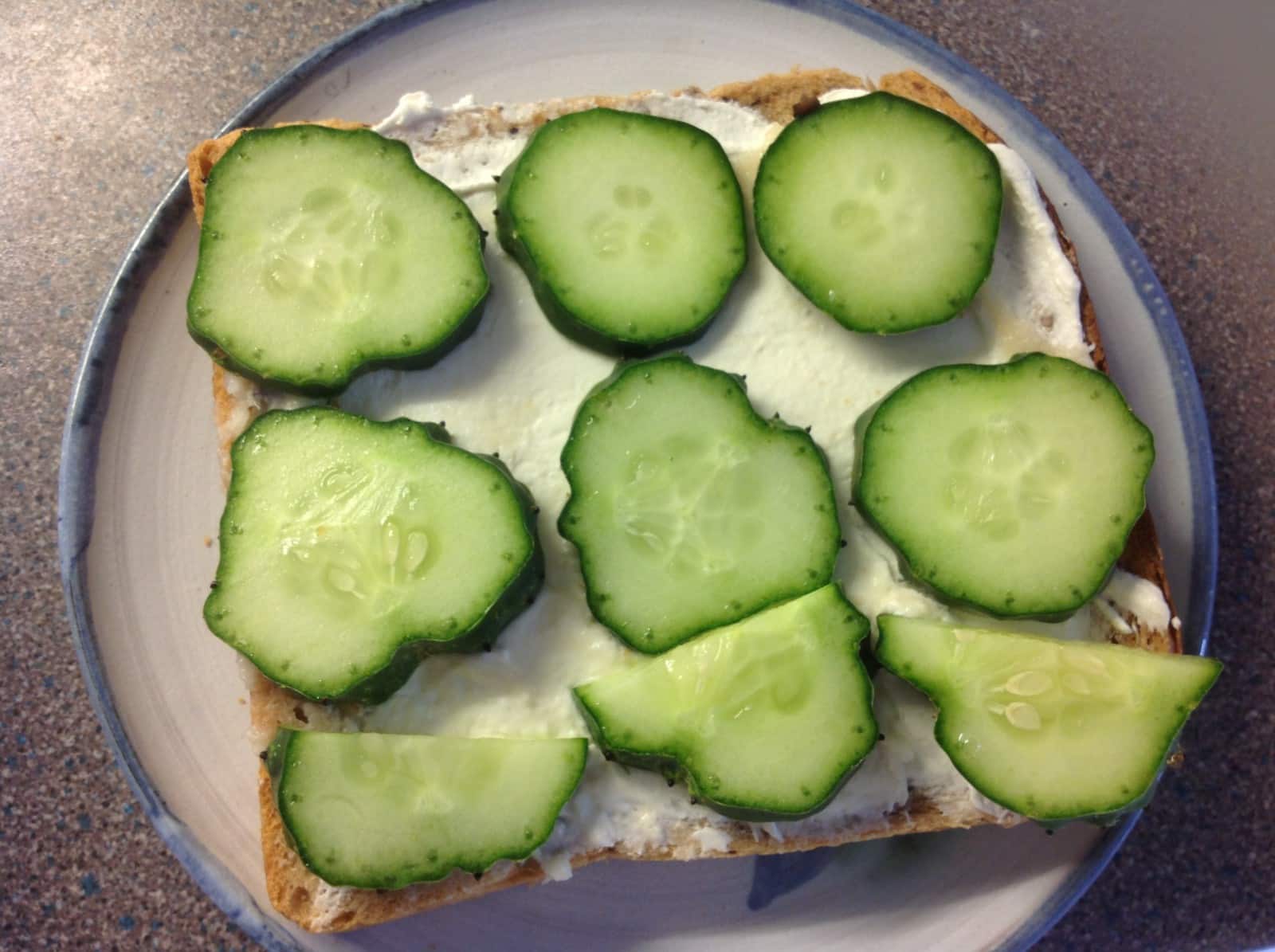 Cucumber on a slice of bread