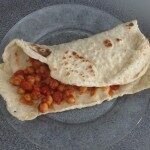 Chorizo, chickpea and tomato in a flatbread, 47p a serving