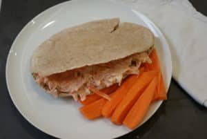 Pitta with carrot,lemon & soft cheese