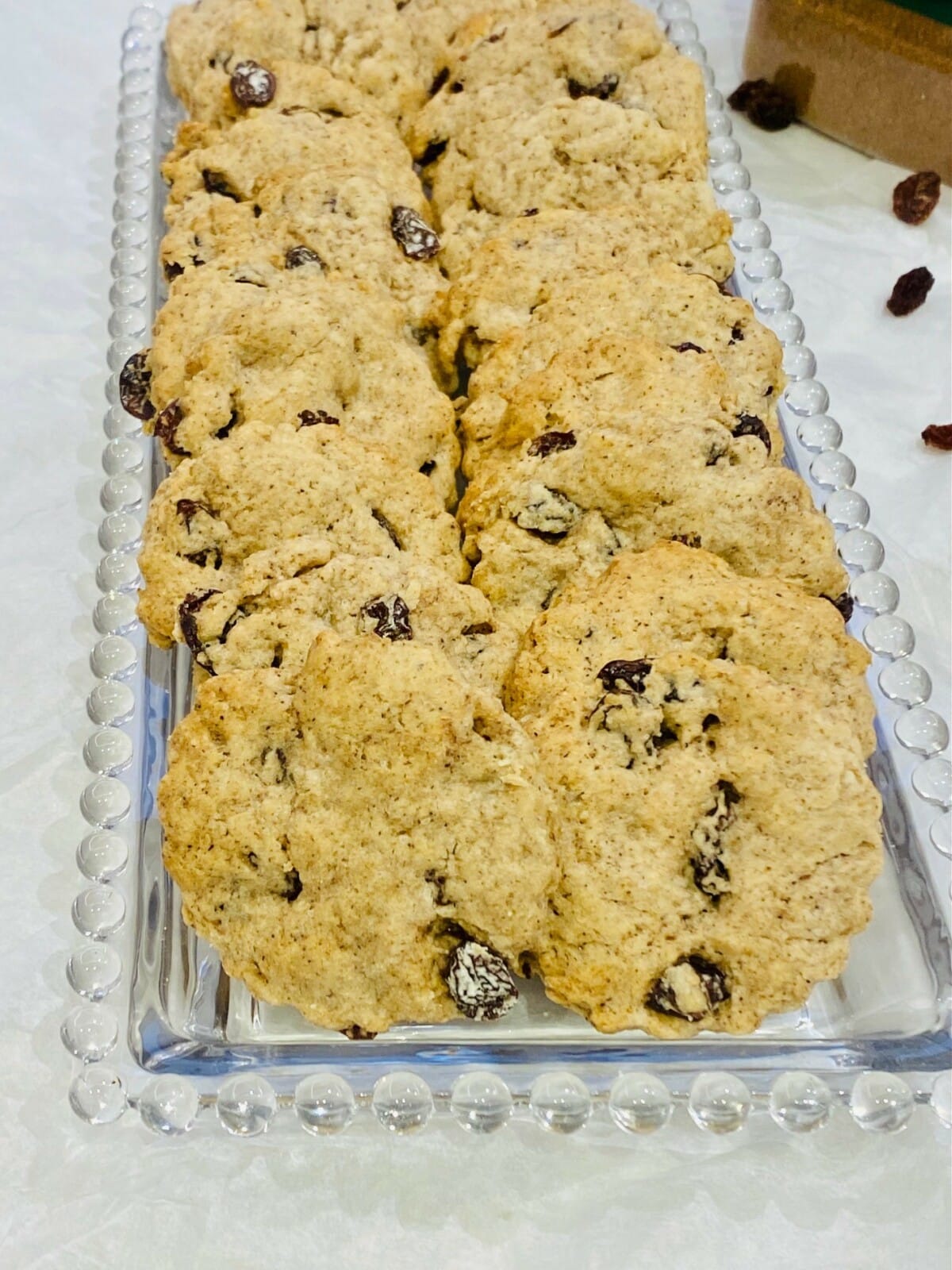 raisin biscuits - on a glass plate