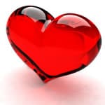 red glass heart