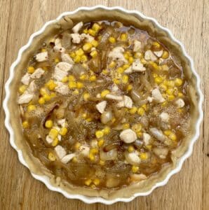 chicken & sweetcorn recipe - uncooked tart