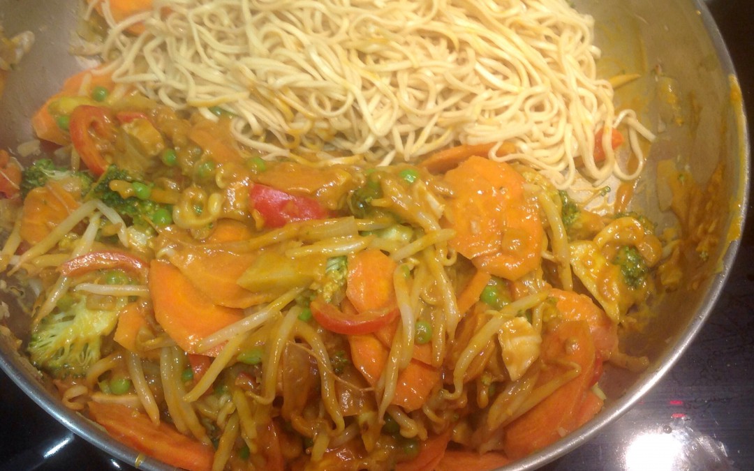Peanut Butter Noodles. Add chicken or fish, or keep it vegan