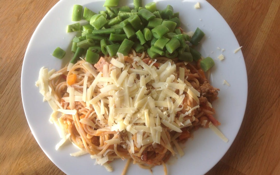 Meal plan 7 – spaghetti bolognese, 55p a portion