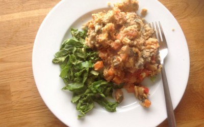 Leftover chicken and vegetable crumble