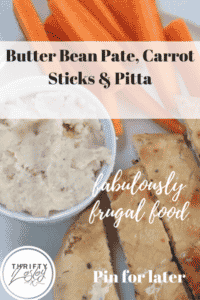 Butter Bean Pate, carrot sticks & pitta