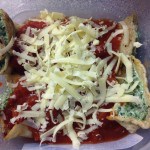 Spinach Stuffed Pancakes with Tomato Sauce & Cheese 51p