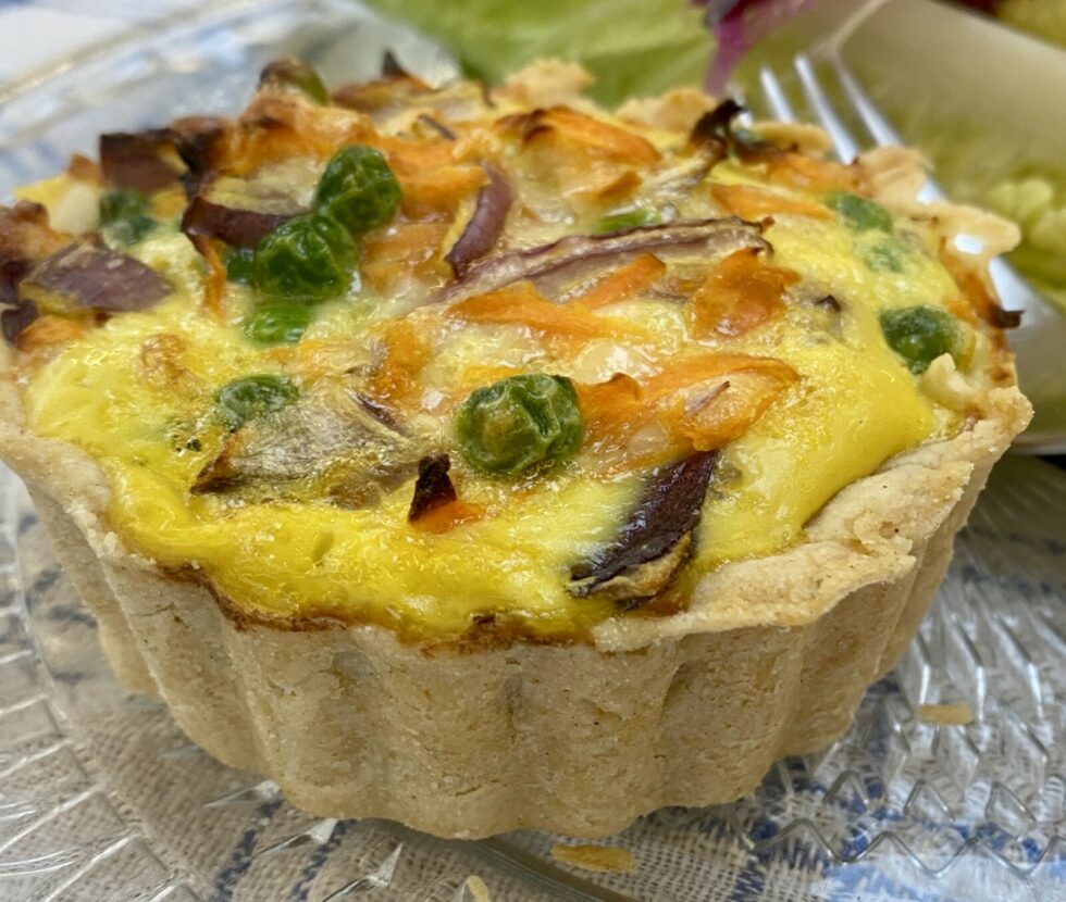 A veg quiche using everyday veggies with lots of possible variations