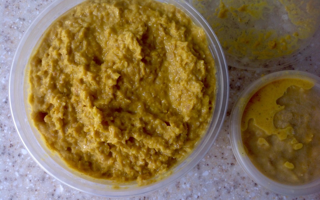 Spicy curried hummus, 60p for a massive pot