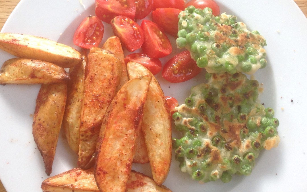Meal plan 10 – Pea fritters and chips, 17p, vegan