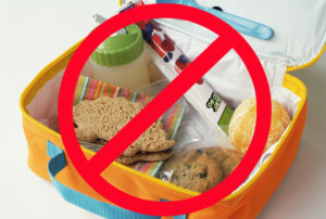 a lunch box with a do not enter sign on it
