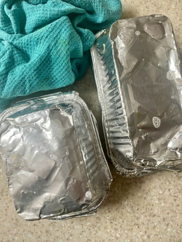 washed aluminium takeaway containers