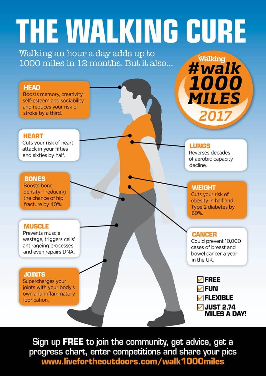 The poster from Country Walking magazine for the walk 1000 miles in 2017 challenge 