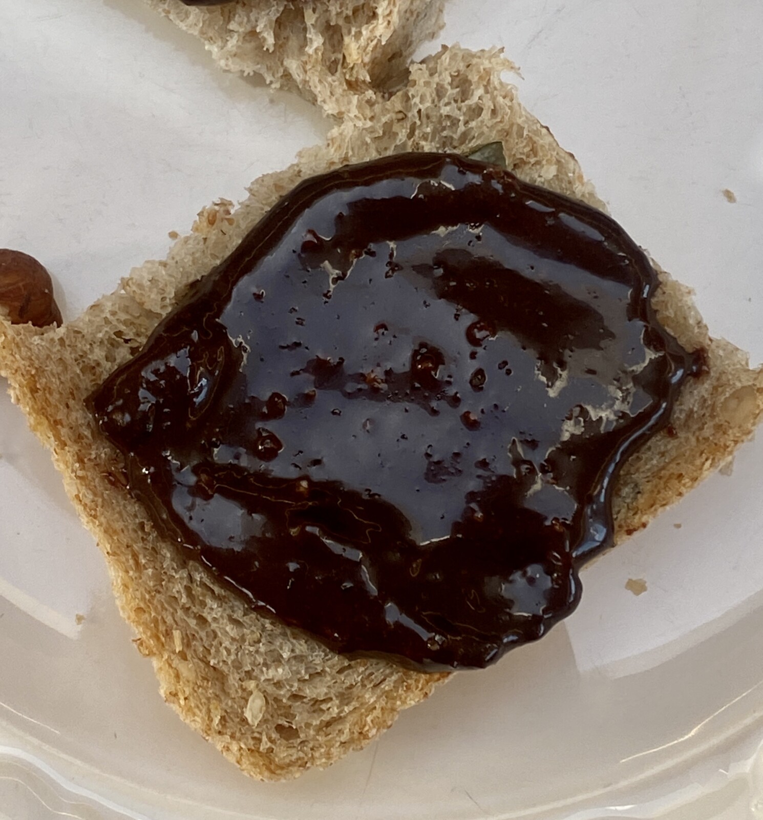 home made Nutella on a small piece of bread