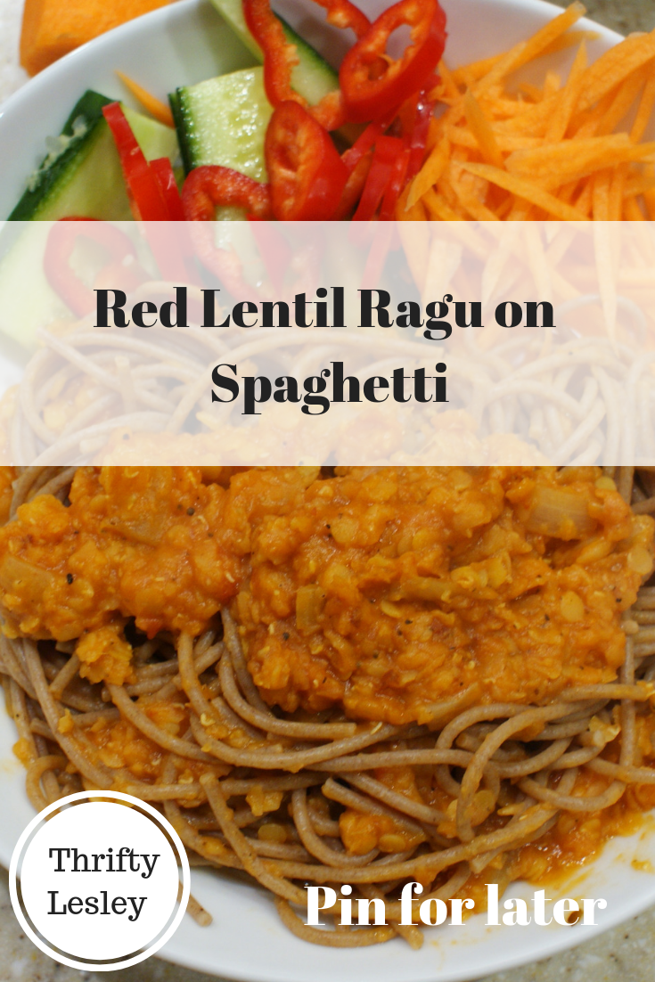Red Lentil Ragu on Spaghetti
