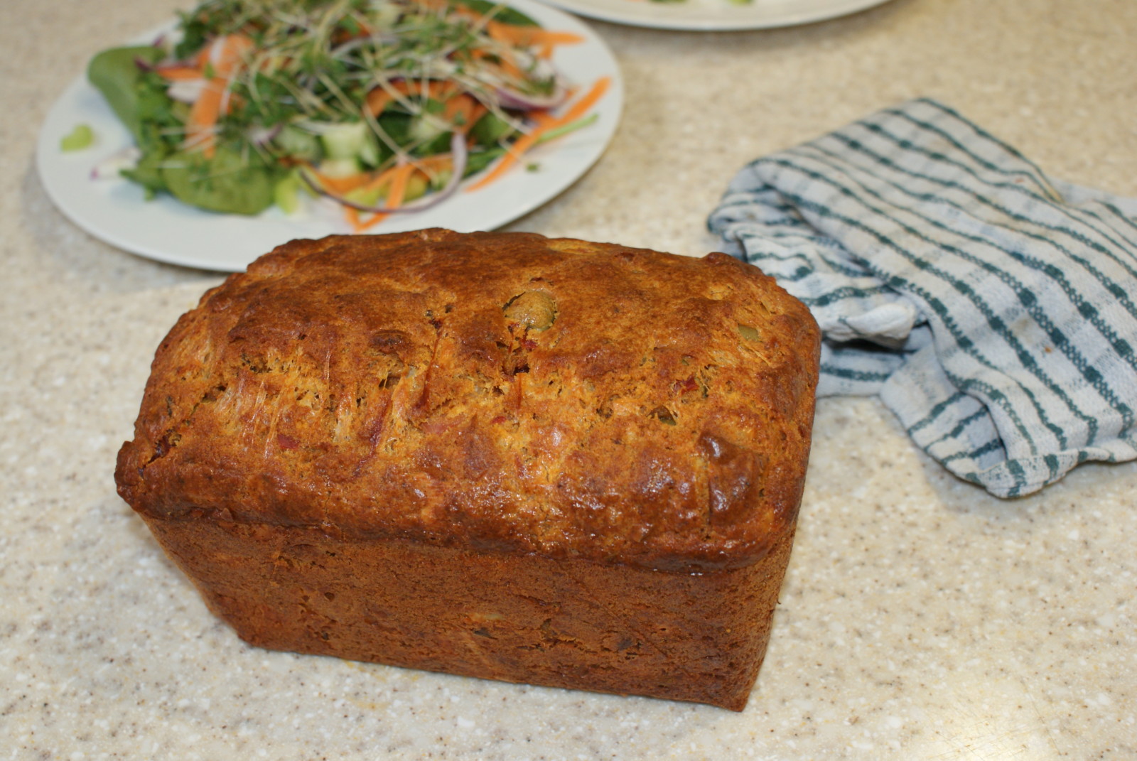 bacon, olive and cheese loaf for a cheap family meal