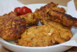 spiced vegetable fritters - a cheap family meal