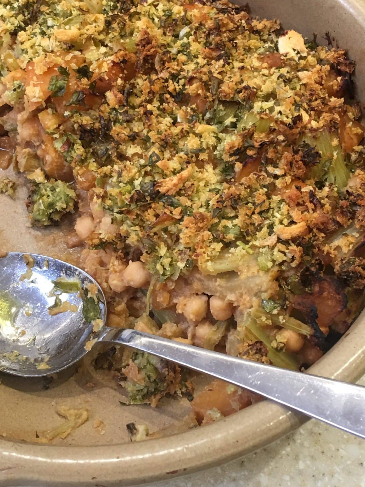 celery, swede and chickpea bake