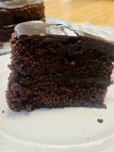 a slice of chocolate fudge cake