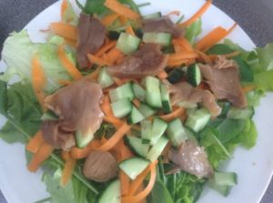 green lentil salad - add carrot ribbons, mushroom and cucumber