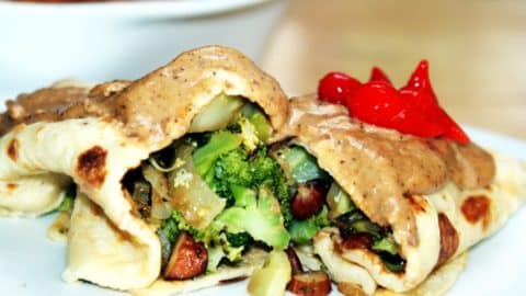 broccoli and almond stuffed pancakes