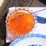 apricot jam in a small glass dish