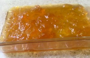 marmalade in the bottom of a baking dish