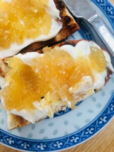 Lemon Peel Jam on toast - close up