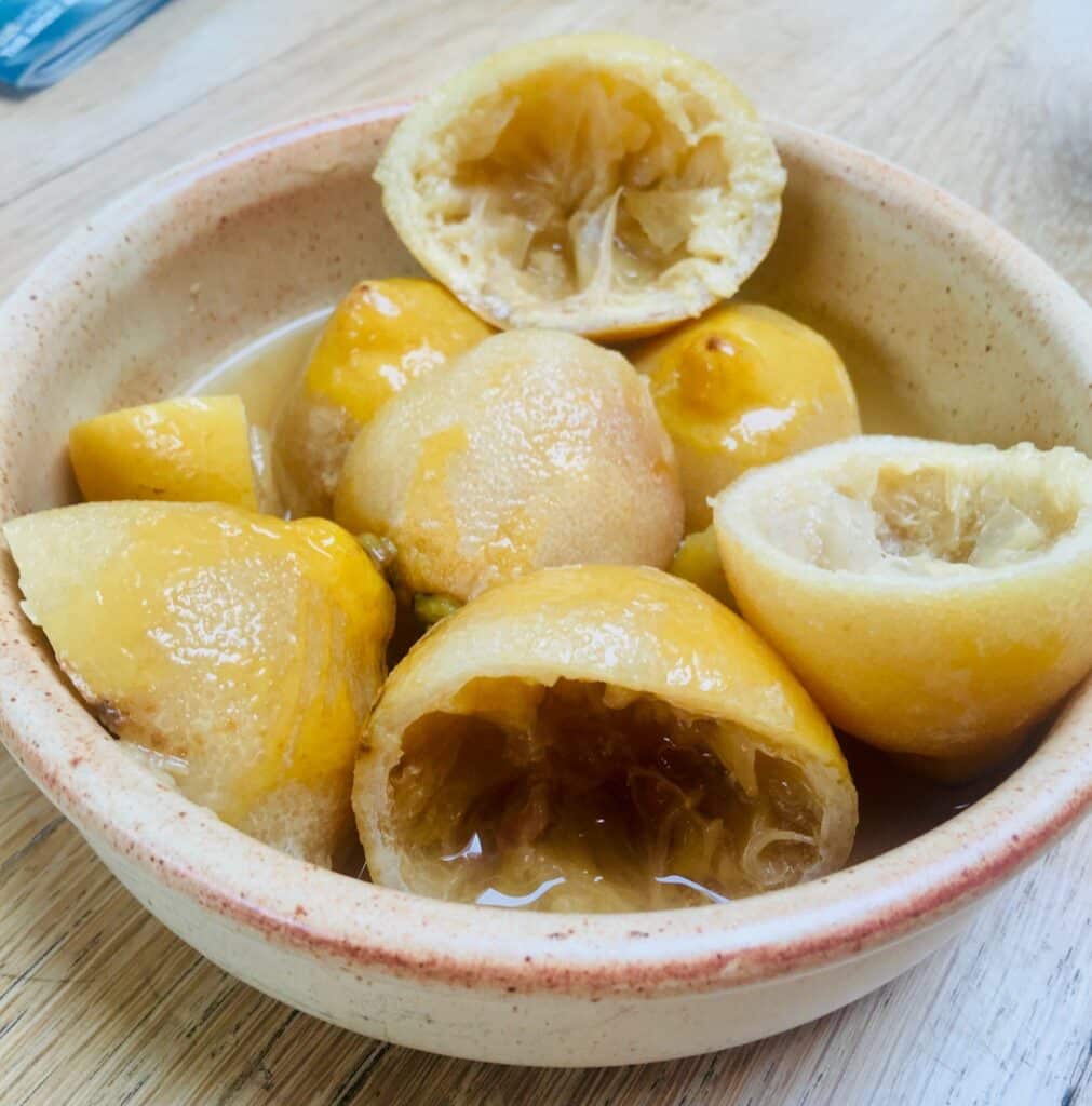 lemon peels - in a dish