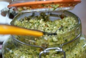 broccoli pesto in a jar