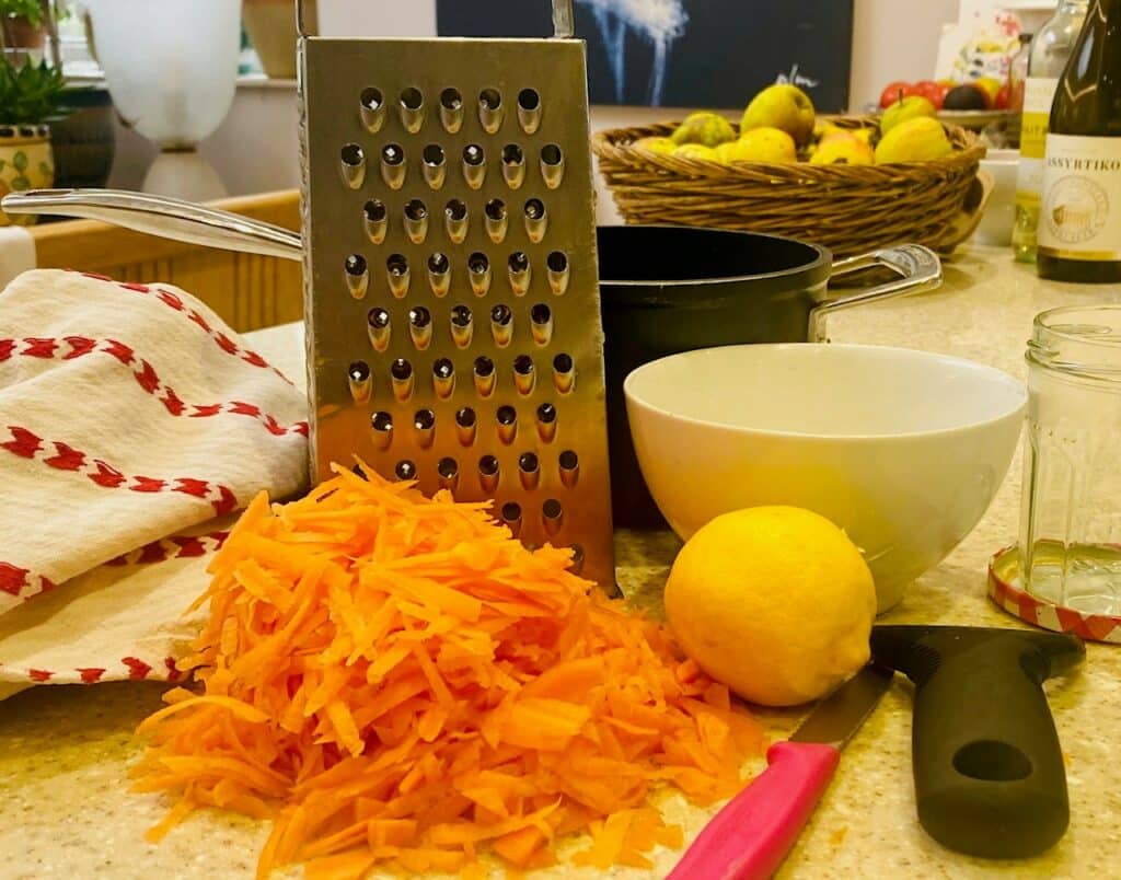 Carrot Jam - ingredients on worktop