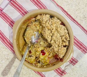 leek crumble - cooked with spoon