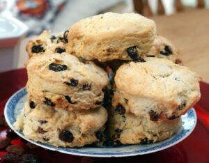 a plate of fruit scones