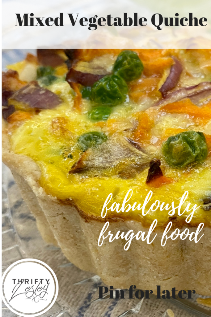 Pinterest image for mixed vegetable quiche