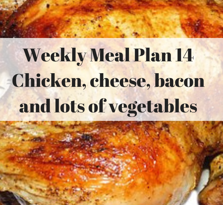 Meal Plan 14 – 7 days for two adults and two x 15 year olds –  chicken, cheese and bacon